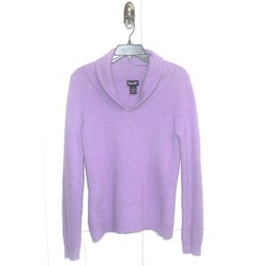 Rafaella Women's Angora Lambswool Blend Shawl Collar Sweater Iris Purple Medium